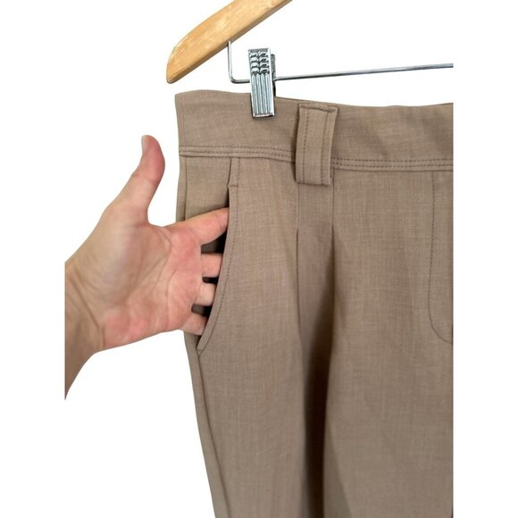ANTHRPOLOGIE Vintage-Inspired Taupe Pants Pleated Front Belt Loops Size 12 - Picture 4 of 10